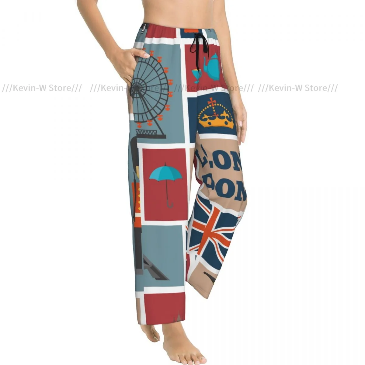 

London UK Theme Flannel Pajama Pants for Women Warm and Comfortable Sleepwear