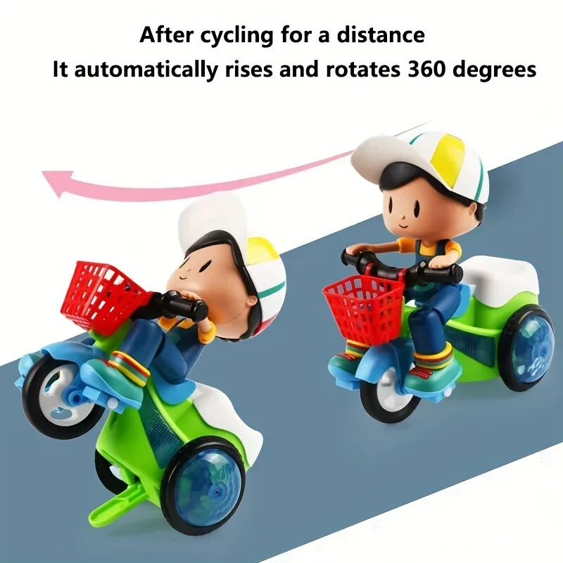 Music Stunt Cool Tricycle Car 360 Degree Rotate Luminous Motorcycle Baby Toys Easy to Use Christmas Gift for Children Kids