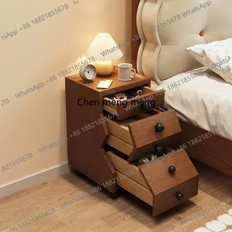 

Italiya European Nightstands Retro Dark Brown Design Minimalist Bedsides Table Modern Narrow Mesitas De Noche Home Furniture