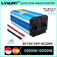 6kW Power Inverter LVYUAN 12V 220V Pure Sine Wave Solar Panel Power Generation System 3000W Continuous Power Converter