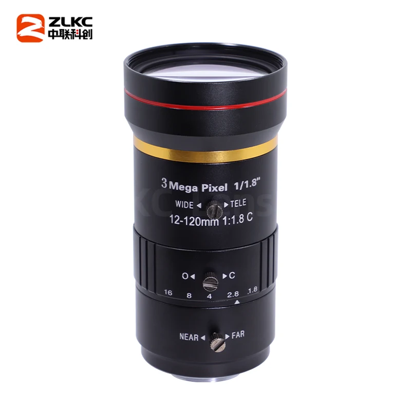 CCTV Lens 3.0MP 12-120mm Manual Zoom Lens F1.8 C-Mount Lens Suitable for Industrial Inspection Road Monitoring and Surveillance