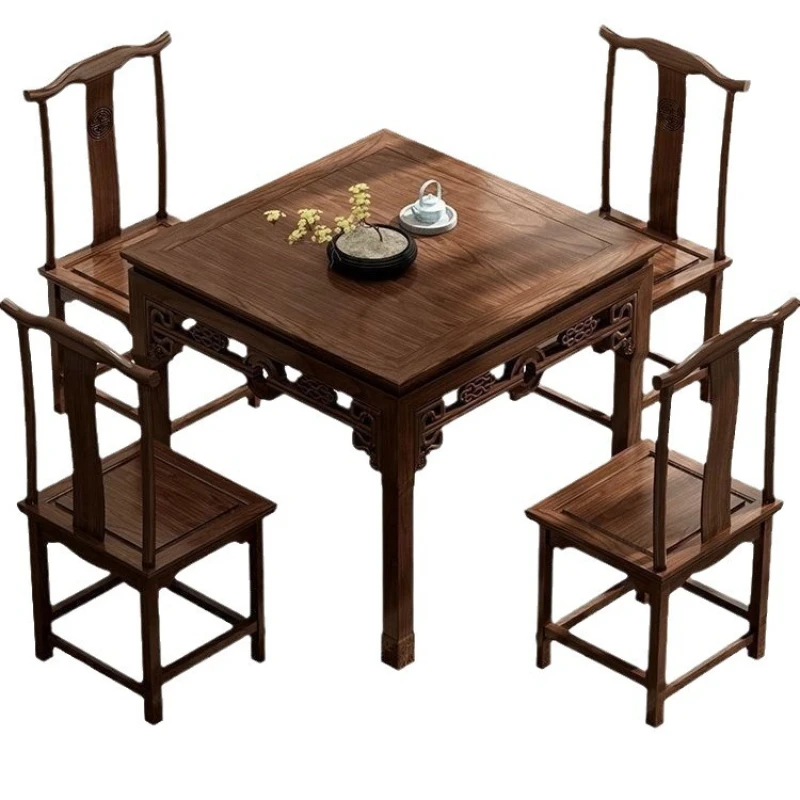 

Chinese solid wood table square small apartment living room rural middle hall household antique carved eight immortals table