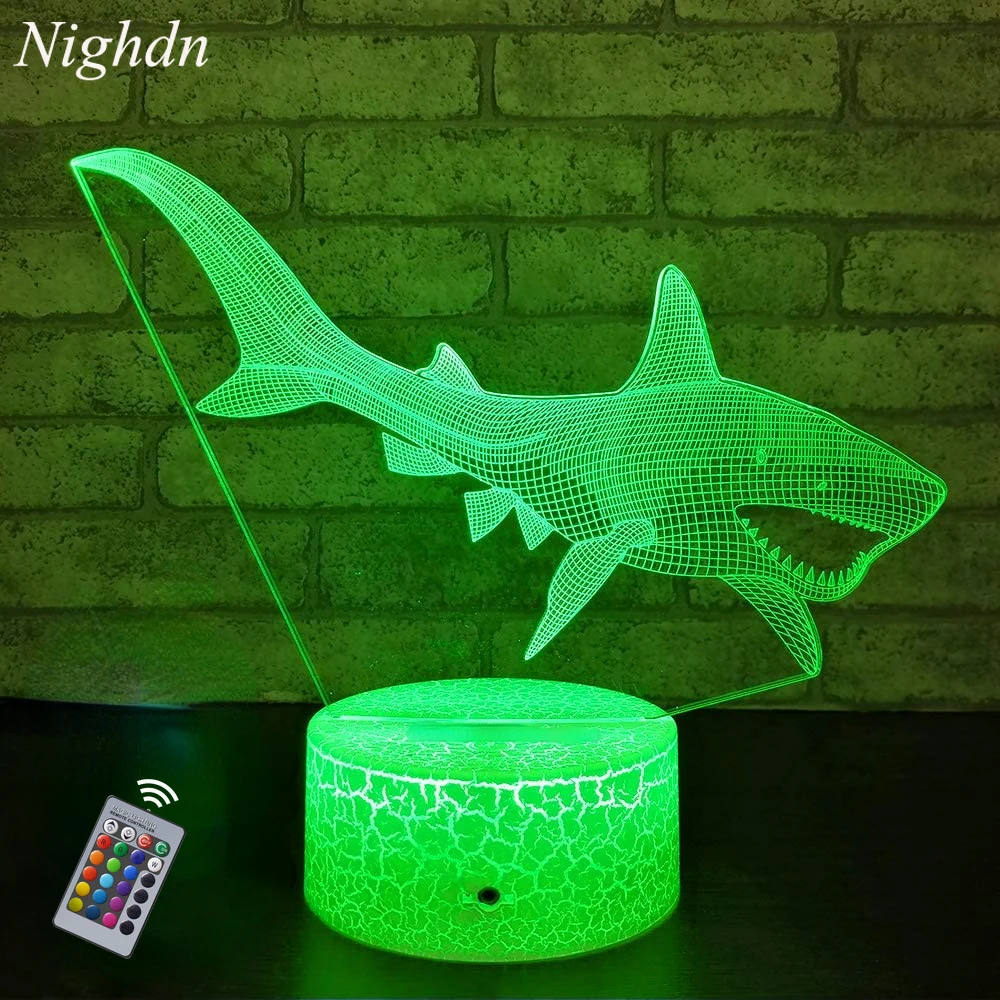 

Shark 3d Lamp Led Night Light for Kids Bedroom Decoration Table Lamp 16 Colors USB Nightlight Child Birthday Christmas Gifts