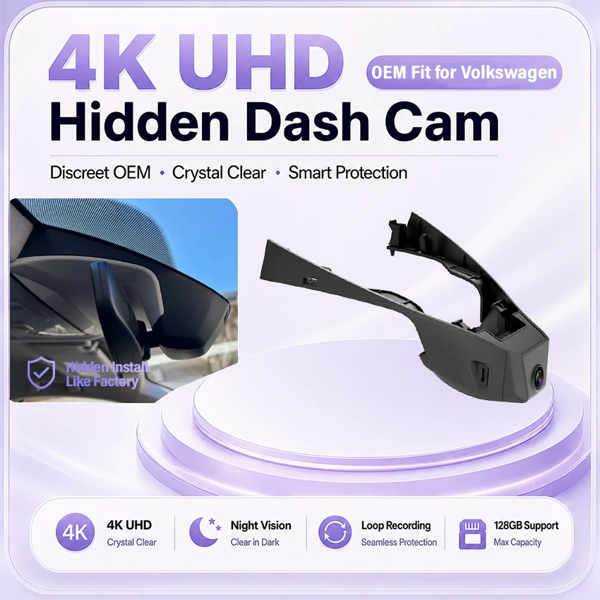 For VW Volkswagen T-Roc T Roc Troc 2017~2025, 4K Dashcam Dash Cam for Car Vehicle Video Recorder High quality Built-in WIFI&APP