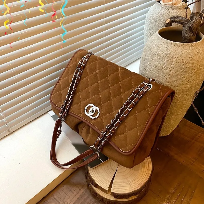 2025 New Women's Fashion Versatile Rhombus Chain Bag Flip Bag One Shoulder Crossbody Small Square Bag Underarm Bag