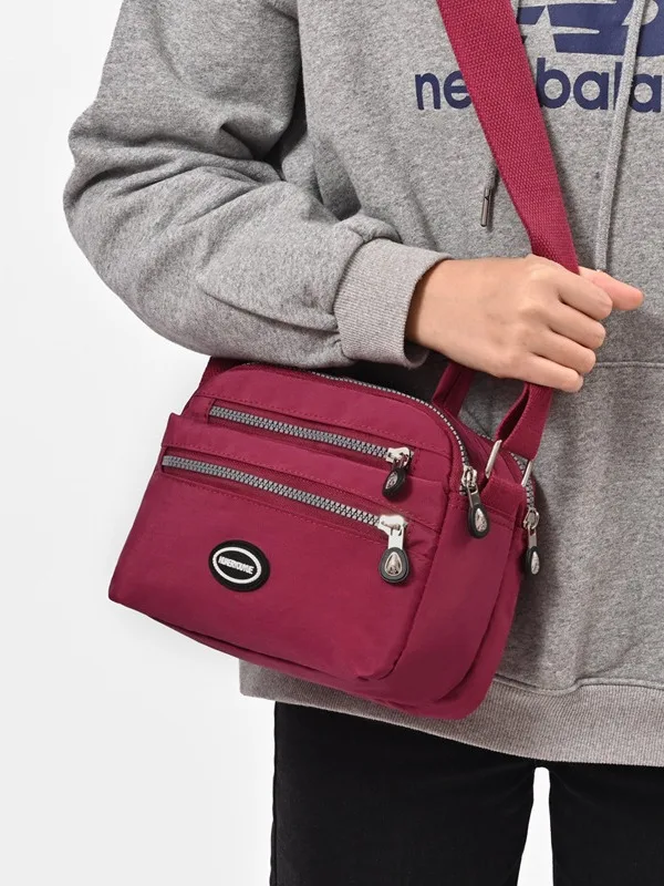 Bolsa Multi Compartimento para Mulheres, Ombro Único Saco De Armazenamento De Maquiagem Crossbody Tecido de Nylon Lavável Saco Pequeno, Novo, 2024, Multi Compartimento