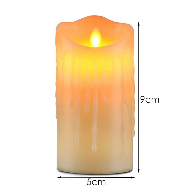 Medium Flameless Candles Light Flickering Tear Shaped LED Flame Battery Electronic Real Paraffin Wax 12 Pcs