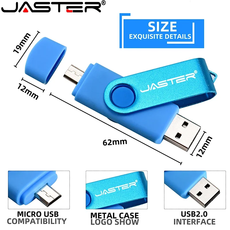 Imagem -02 - Jaster 10 Peças Lote Usb Flash Drive em Otg Pen Drive Adaptador de Alta Velocidade Tipo-c Presente Micro Usb Vara Armazenamento Externo 64gb 32gb