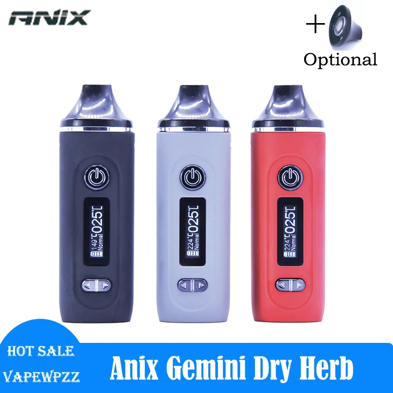 Original Anix Gemini Dry Herb Vaporizer Kit 2200mAh Battery Herbal Kit OLED Screen Stainless Steel Oven Heating Chamber Vape