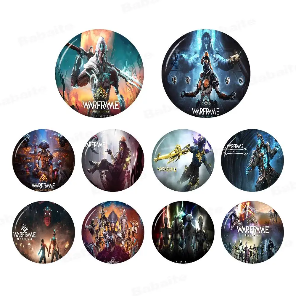 

W-Warframes Gamer 32/44/58mm Handmade Pin Round Funny Snap-in Brooches for Backpack Cothes Accessories Badge Hat Decoration