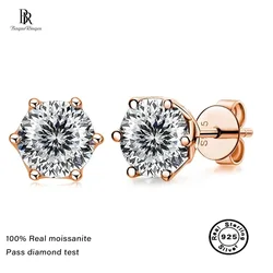 GRA 0.5ct-1ct D Color Certified Moissanite Stud Earrings Lab Created Diamond 925 Sterling Silver Gold Plated Wedding Jewelry