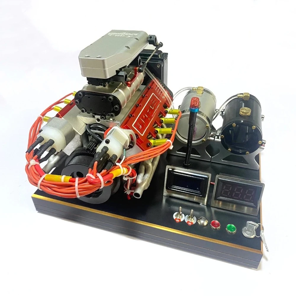 V8 Supercharged Engine Model All-metal,Multi-cylinder EnginMechanical SetupDIY AssemblyToy Gift.