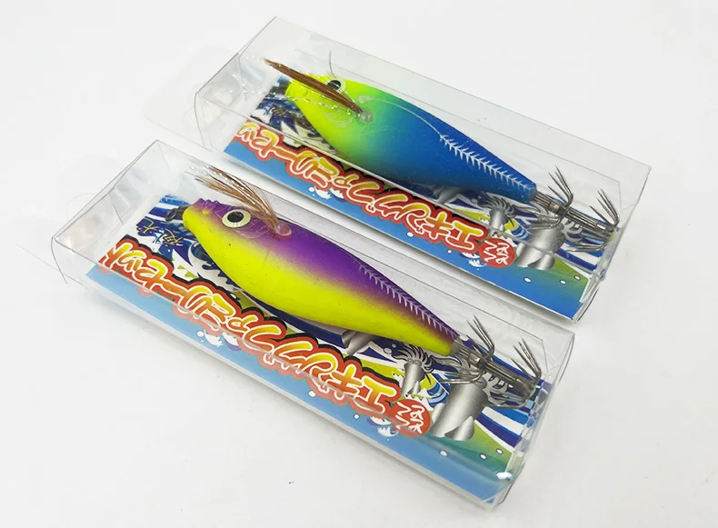 ShareShark 8,5/9,5cm Leuchtende Horizontale Jig-Holzgarnelen-Tintenfischhaken 5 Stück Angelköder Oktopus Tintenfisch Garnelen Salzwasserköder – Detail 12