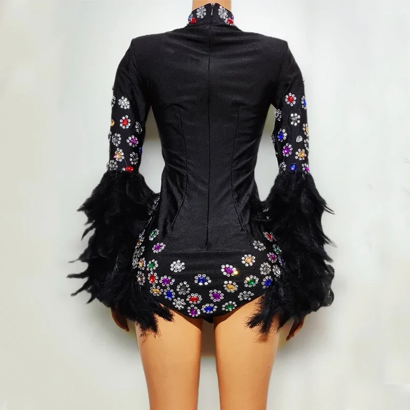 Nightclub Ds Dj Stage Show Rave Outfit Rhinestones Bodysuit Women'S Party Gogo Dancer Costumes Bar