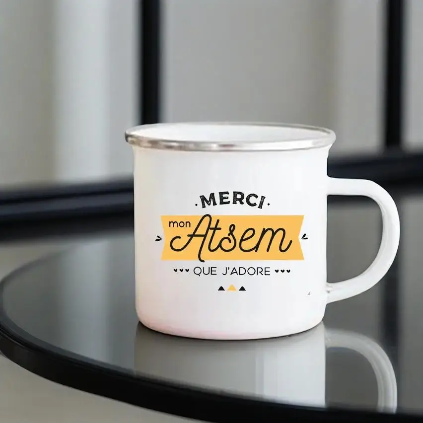 

Creative Coffee Cups Une Atsem Top Du Top Print Mugs School Drinks Water Milk Cup Enamel Mug Home Handle Drinkware Atsem Gifts