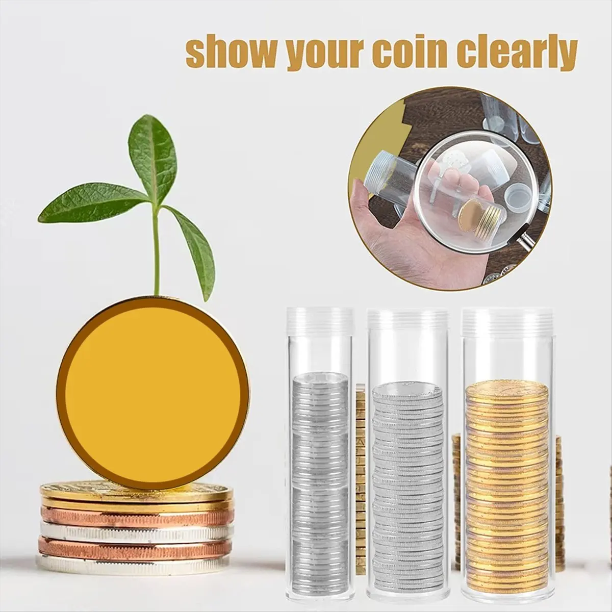 

[CLOS] 30 шт. трубки для монет разных размеров, прозрачные пластиковые трубки для монет, никелевые трубки для монет, точка