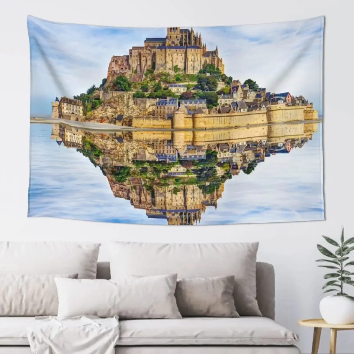 Mont Saint Michel Reflection Tapestry Wall Decor Aesthetics For Room Home Decorators Tapestry