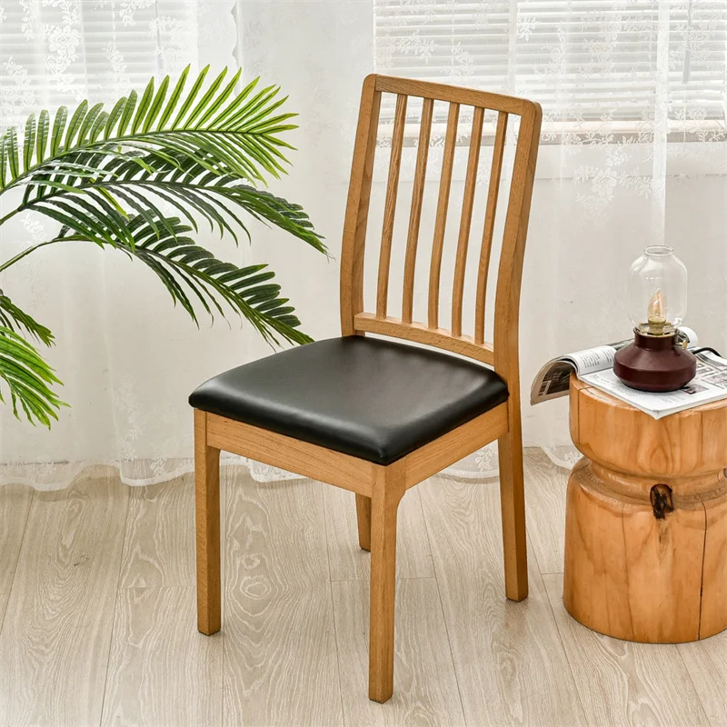 Wasserdichter Stuhlkissenbezug für Küche, Esszimmer, Ledersitzbezug, Esszimmerstuhl-Sitzkissenbezug, einfarbig – Detail 7