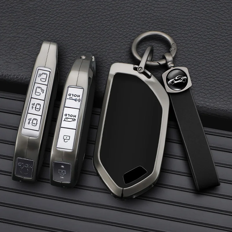 Zinc Alloy Key Fob Cover for 2024 Kia EV5, Heavy Duty Metal Protective KeyCase Shell with Keychain, Anti-Drop & Scratch Proof