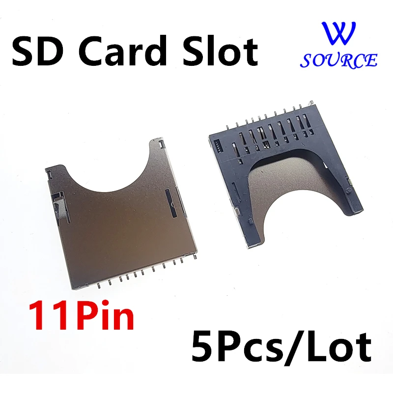 5Pcs SD Card Connector 2 in 1 MMC SD Card Slot Self Push/Pop-up 11P Welding Foot Memory card holder PUSH holder