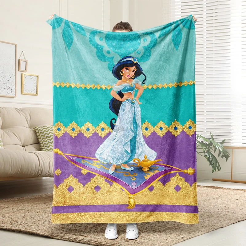 

Princess Jasmine Aladdin Flannel Blanket Fluffy Cozy Throw Adult Nap Blankets Soft Bedding Blanket for Party Home Decorations