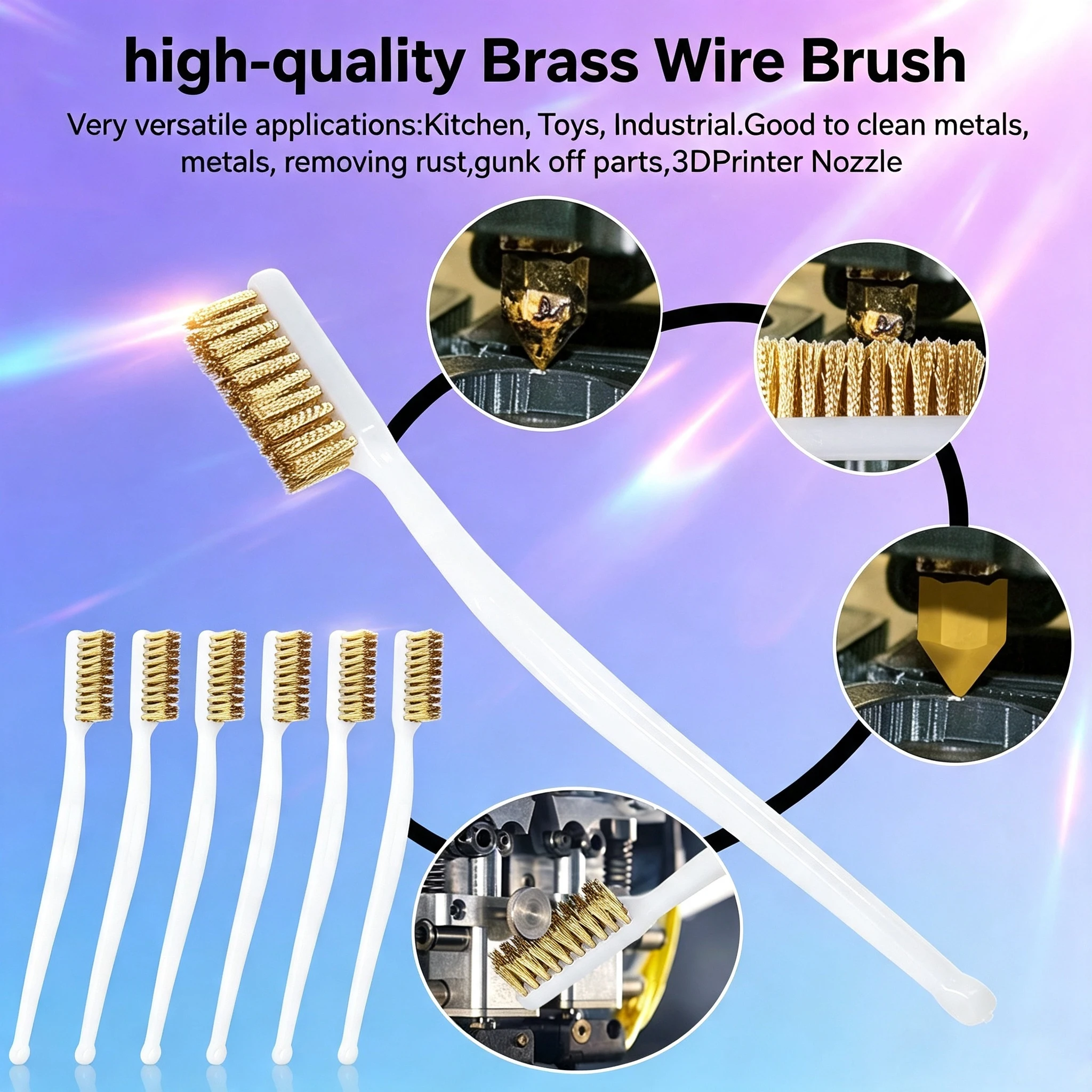 Copper Plating Brass Wire Toothbrush Nozzle For Bambu Lab For Flashforge For Creality 3D Printer Parts Cleaner Tool Copper Brush