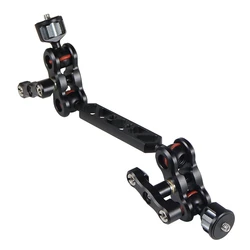 1 PCS Camera Articulating Arm Aluminum Dual Ballhead Extension Bar With 1/4Inch Screws For DSLR Camera Support