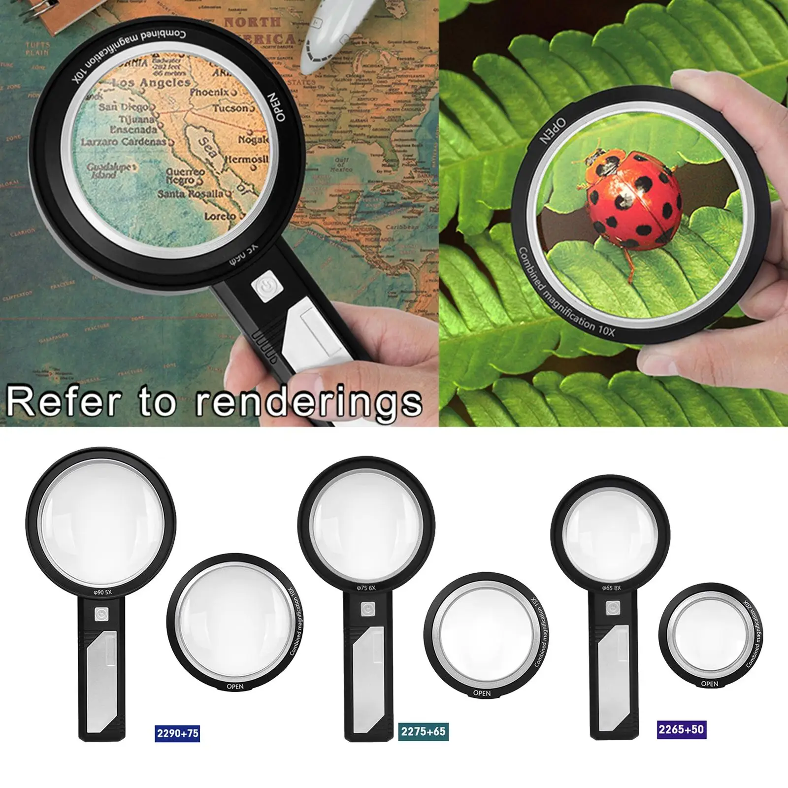 Magnifying Glass with 2 Lens 6 LED Lightweight for Inspection Soldering