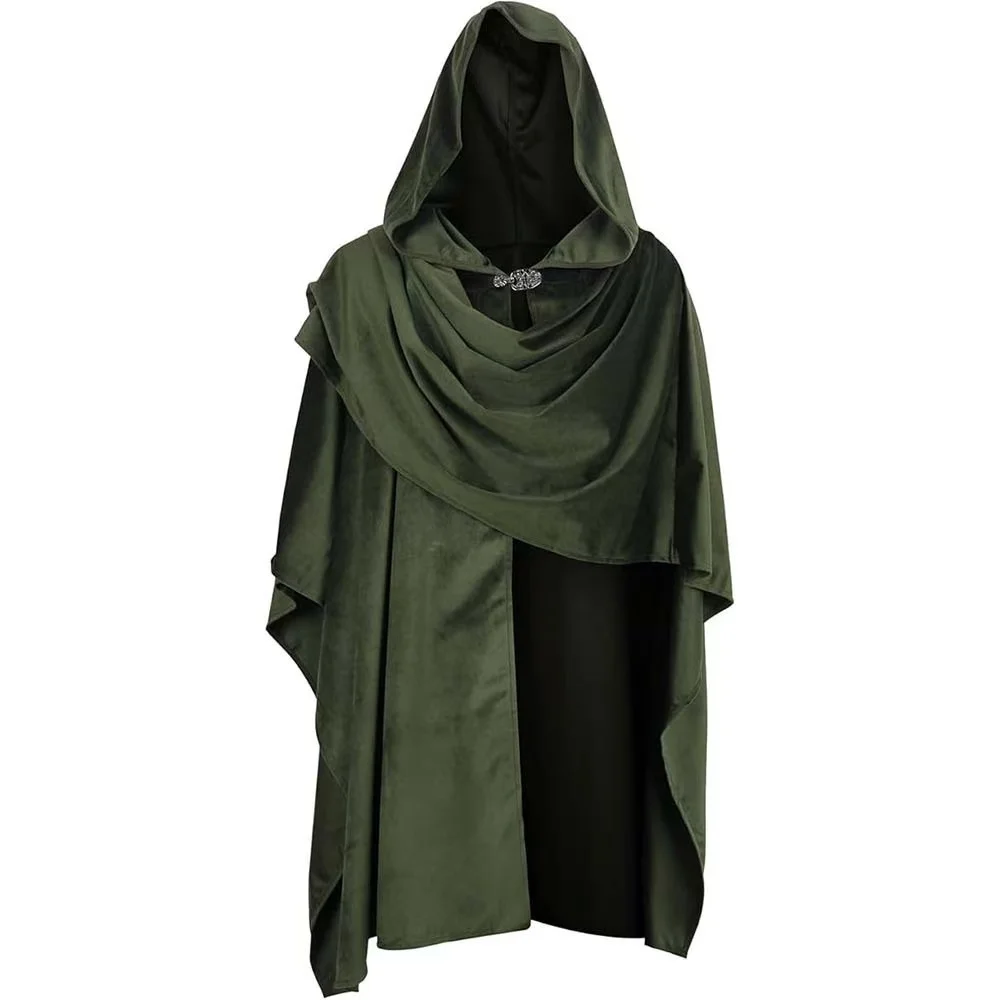 

Renaissance Period Hooded Cloak Unisex Knight Cosplay Shawl Long Robe Carnival Event Stage Performance Cape Street Witch COS