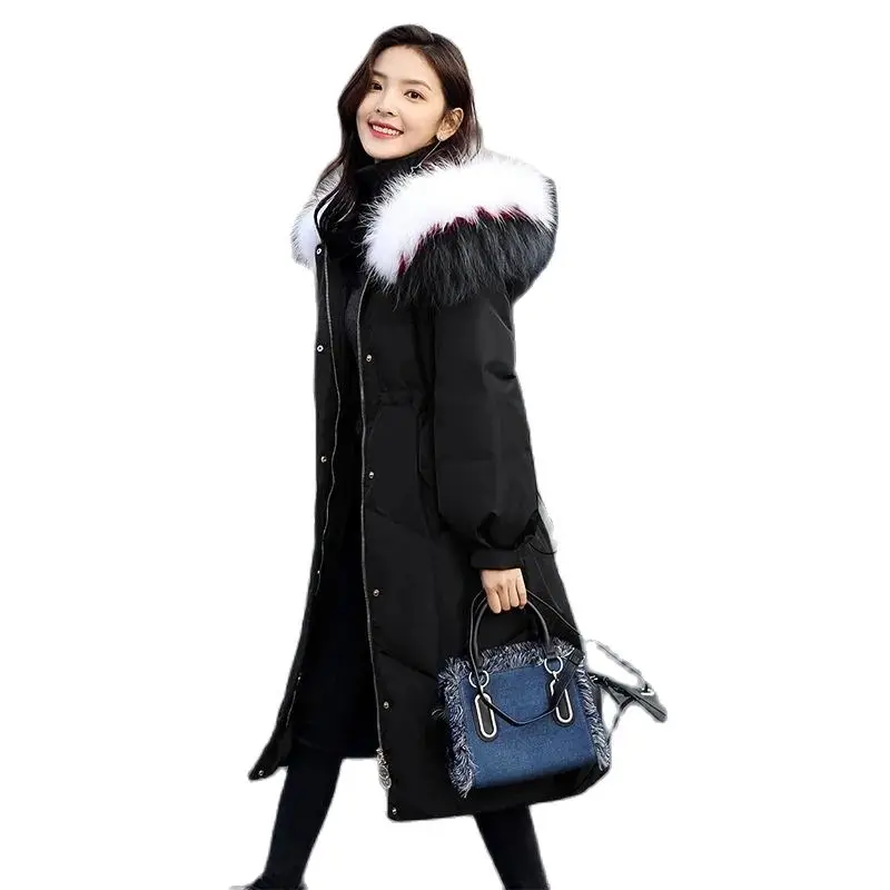 New Winter Eiderdown Cotton-Padded Jacket Women's Comfortable Coat With Long Fur Collar Versatile Loose Slim  Thick Overcoat