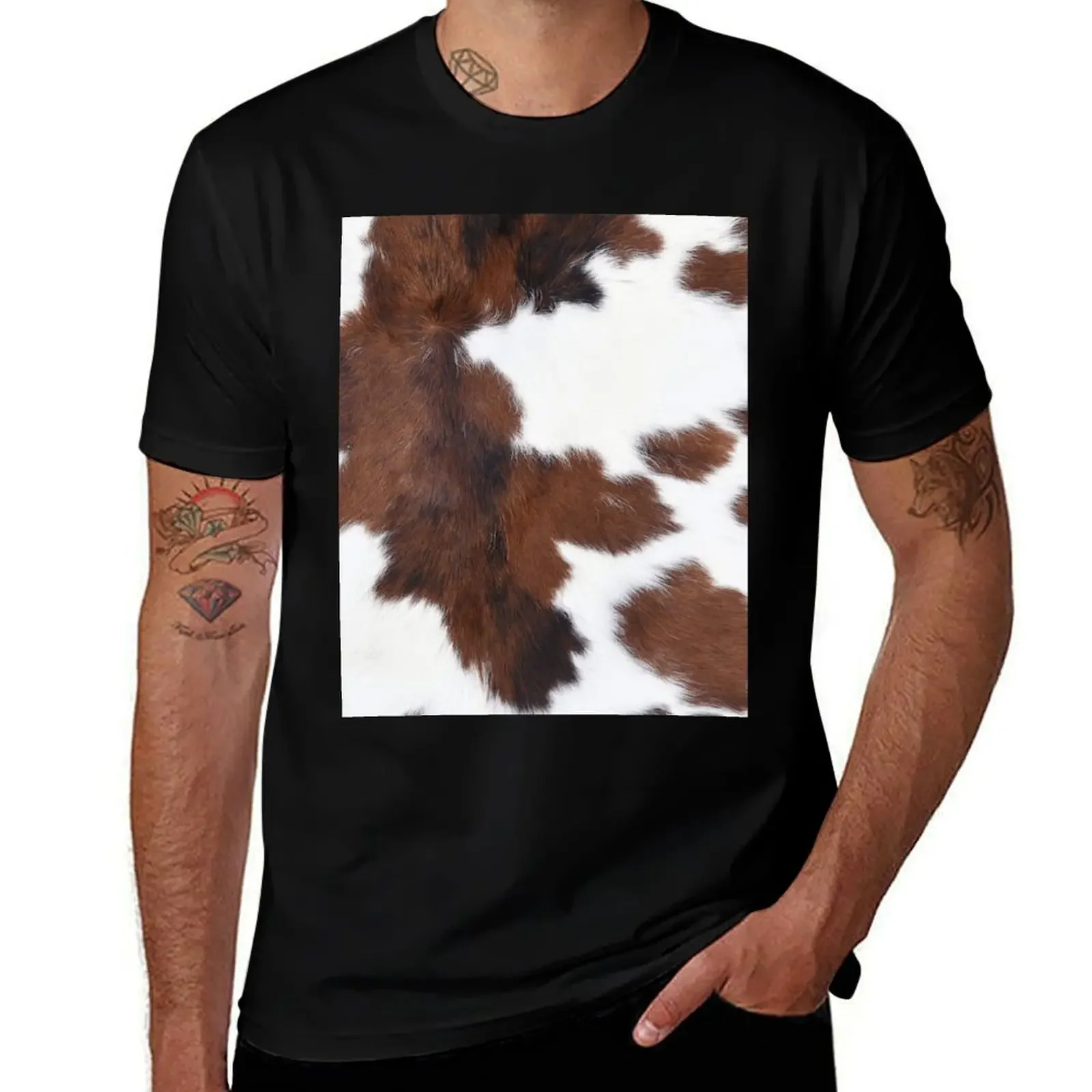 

Cow Hide Brown & White T-Shirt customs design your own cheap stuff new gifts and t-shirts anime Men's t-shirt