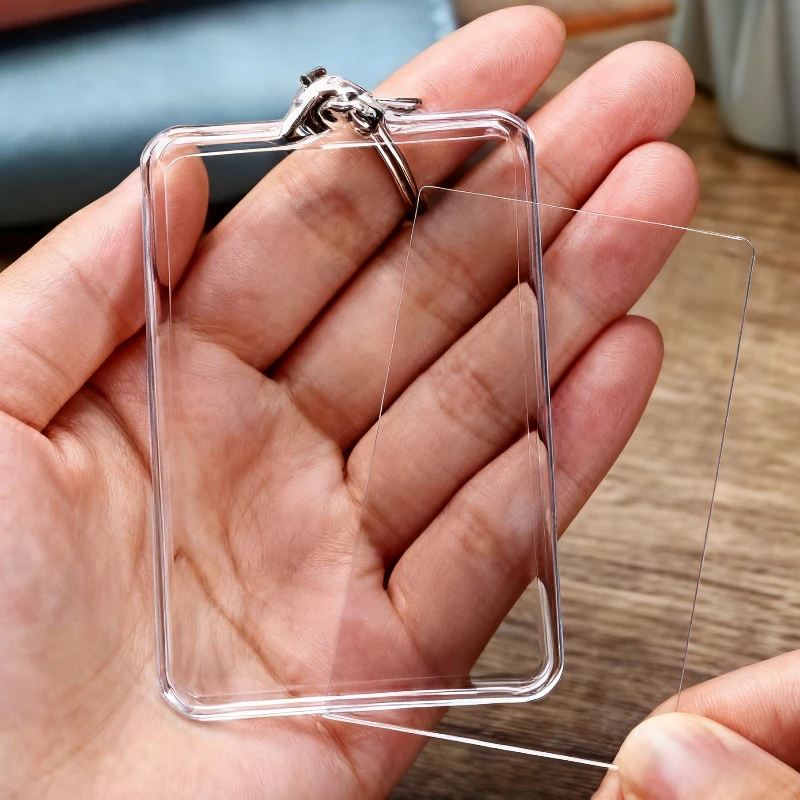 صور المفاتيح 50/5 قطعة سلسلة المفاتيح فارغة مزدوجة الوجهين فارغة إدراج واضح الاكريليك سبليت حلقة الحرفية هدية لأصدقاء العائلة #4