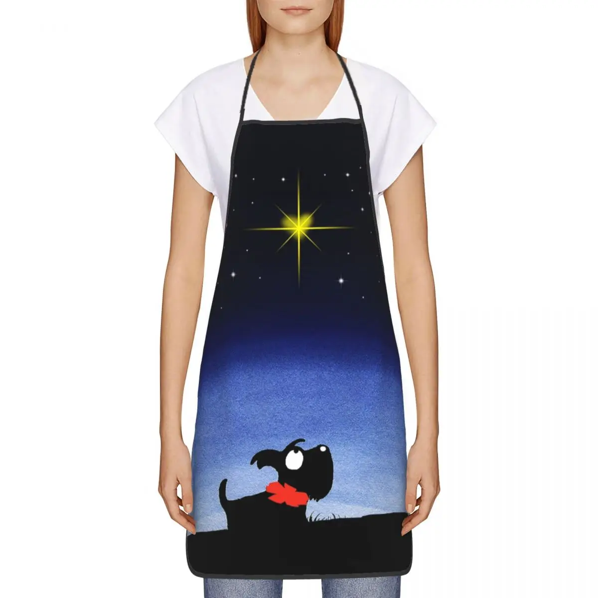 Scottie Dog Star Bib Aprons Men Women Unisex Kitchen Chef Scottish Terrier Cartoon Graphic Tablier Cuisine for Cooking Baking