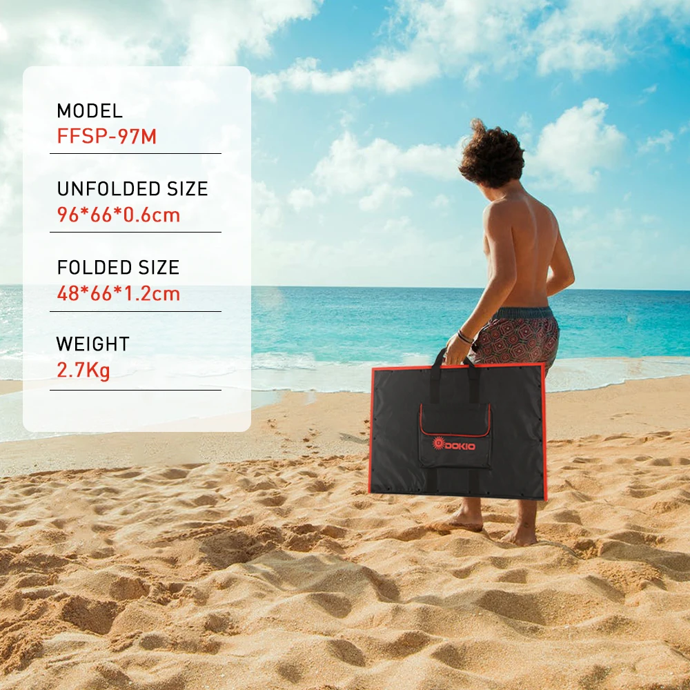 Dokio 97W 18V แผงโซลาร์เซลล์แบบยืดหยุ่นพร้อมชุดควบคุม 12V และขายึดจากประเทศจีน 97W แผงโซลาร์เซลล์สําหรับการตั้งแคมป์บ้าน