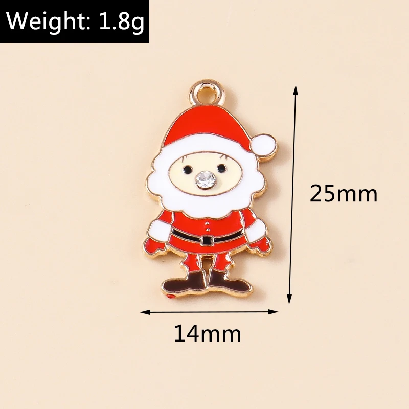 10 stücke Emaille Weihnachten Charme Lebkuchen mann Schneeflocke Schneemann Santa Anhänger für DIY Halskette Ohrring Schmuck Herstellung Zubehör – Detail 9