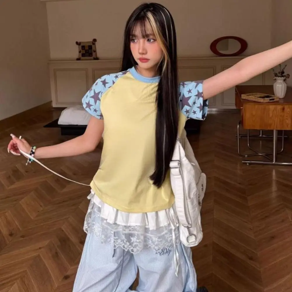 تنورة قصيرة جديدة مطرزة بالزهور من الدانتيل Y2K ملابس الشارع الشهير Harajuku تنورة مكشكشة بأربطة شفافة تنانير جينز مزخرفة