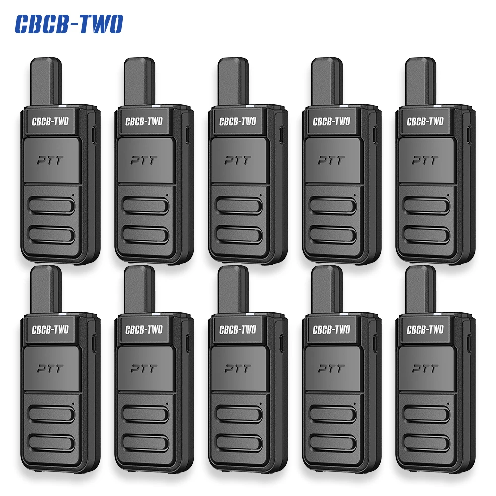 CBCBTWO 10PCS 17mm Ultra-thin Mini Walkie Talkie GT-911 Type C Charge Dual PTT Portable Two Way Radio Station for Restaurant