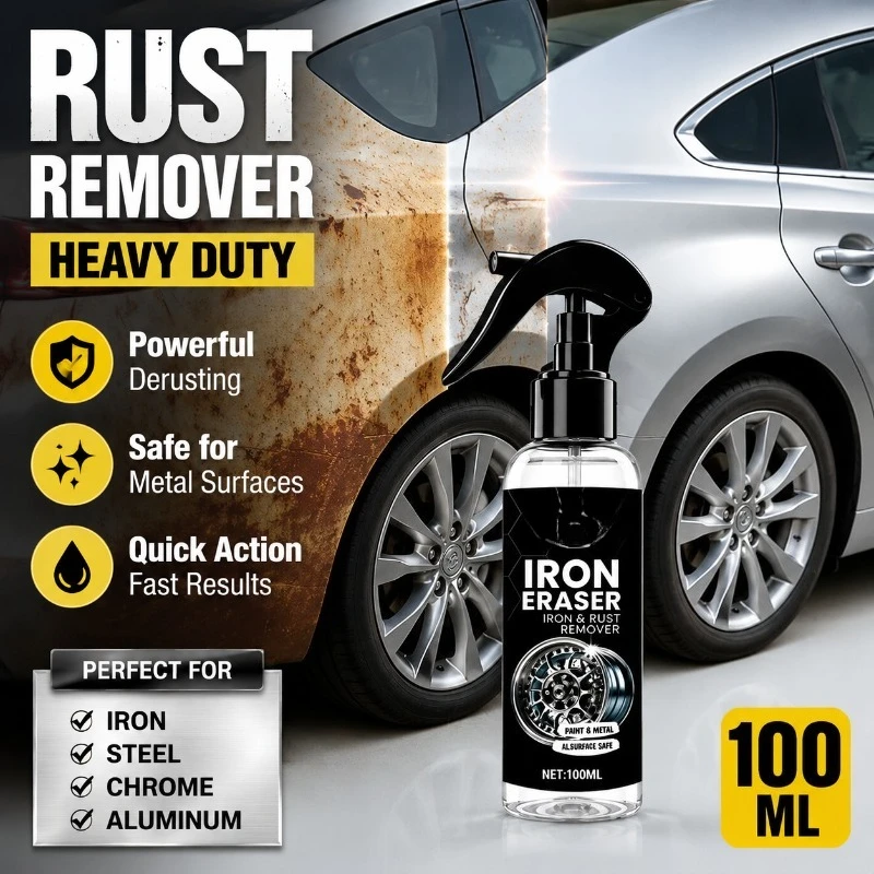 Rust Remover Spray Heavy Duty Derusting Agent Safe for Iron Steel Chrome Aluminum Metal Surface Stain Cleaner 100ml