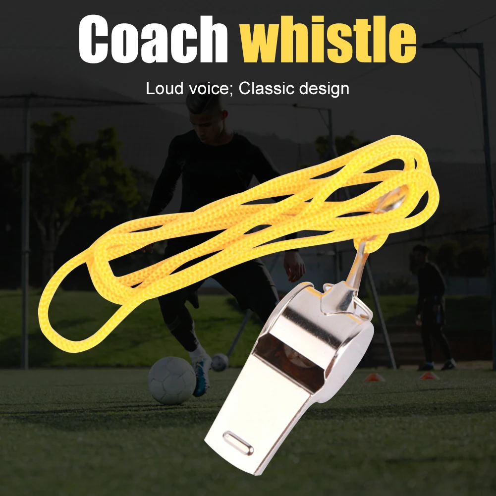 Referee Whistles Metal Whistle with Rope Portable Extra Loud Sports Whistle Multipurpose for Soccer Football Basketball Training