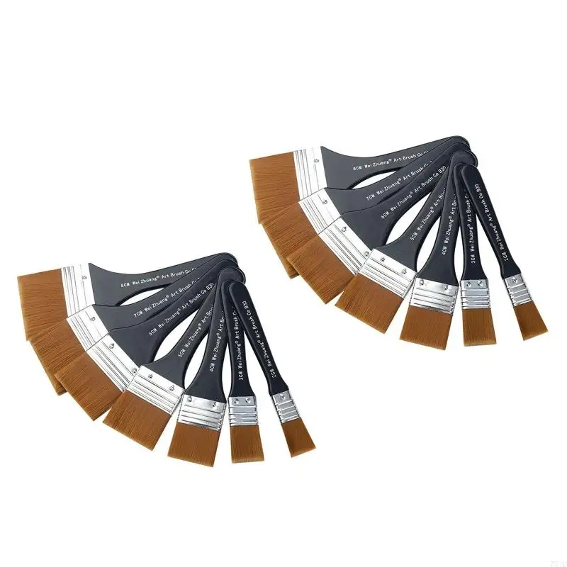 

77JD Wide Flat Painting Brush Comfort Handle for Acrylic Oil Paint Varnish Watercolor