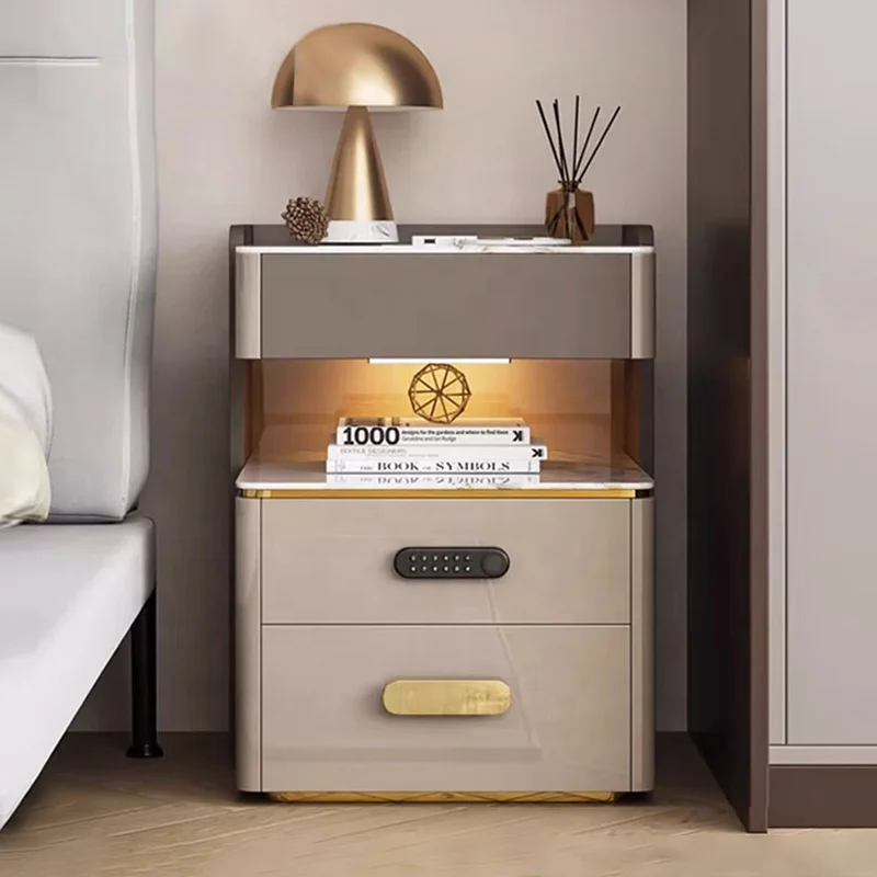 

Smart Bedside Table Modern Bedroom Light Luxury Multi-Functional Wireless Charging Fingerprint Lock Storage Bedside Cabinet