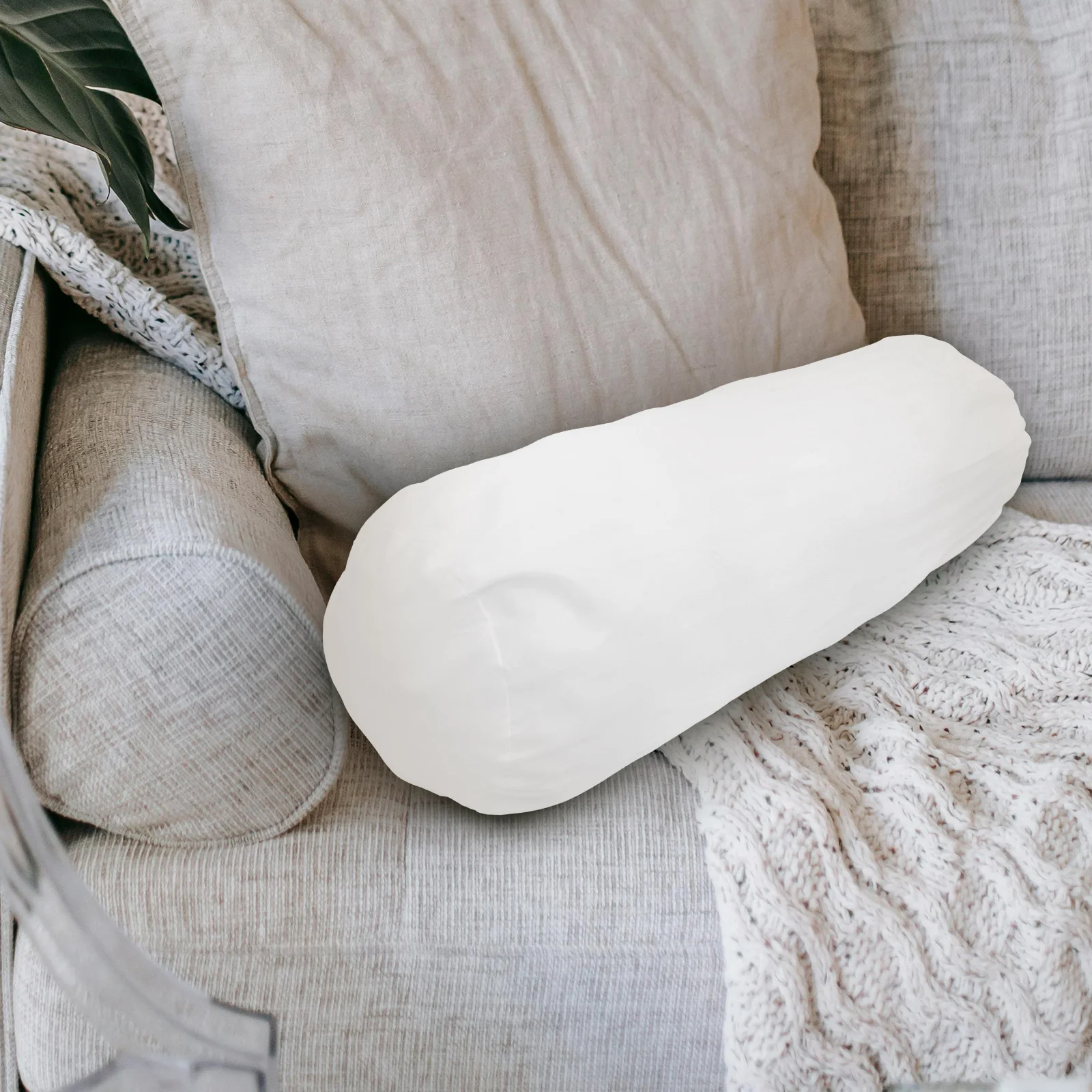

Cylindrical Inner Sleeve Pillow Case White Travel Neck Roll Protector Long Cylinder Bolster Cover Decorative Couch Cushion Liner