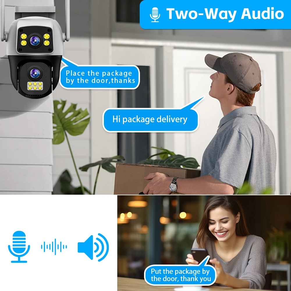 كاميرا V380 Pro مزدوجة العدسة IP خارجية 4K 8MP WiFi مراقبة منزلية تتبع تلقائي حماية أمنية الصوت والفيديو كاميرات CCTV