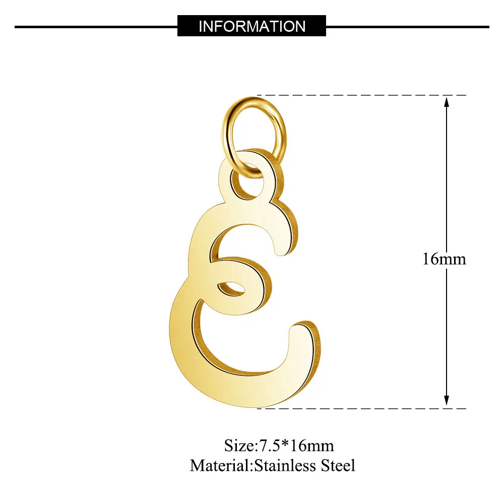 10pcs/lot Alphabet A-Z Letter Stainless Steel DIY Jewelry Charm Wholesale Initial Necklace Making Pendant Never Fade Top Quality