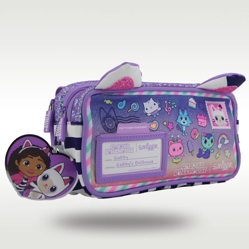 Australia smiggle original children's pencil case girl Gabby stationery box school pencil bag clutch PU 9 inches