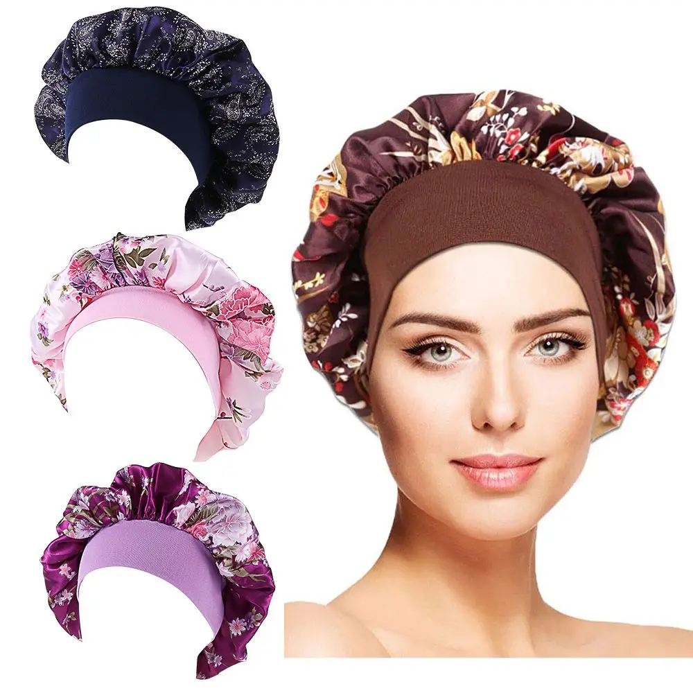 Hair Beauty Curly Springy Hair Bonnet Head Wrap Chemo Caps Night Sleep Hat Satin Bonnet Hair Loss Cover