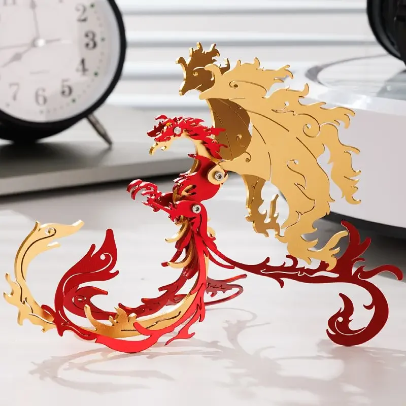 3D three-dimensional metal puzzle, four great beasts of Shanhaijing, Vermilion Bird and Phoenix, DIY hand-assembled model, gift