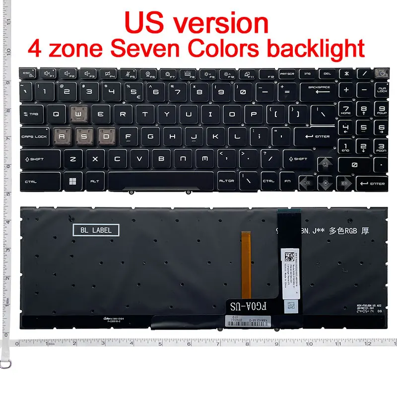 Nowość dla MSI Cyborg 15 A12V/A13V/A13U/A13VF Cyborg 15 AI A1V Crosshair 15 R6E B12UE ZKatana 15 PULSE 15 B13V podświetlana klawiatura — zdjęcie produktu 5