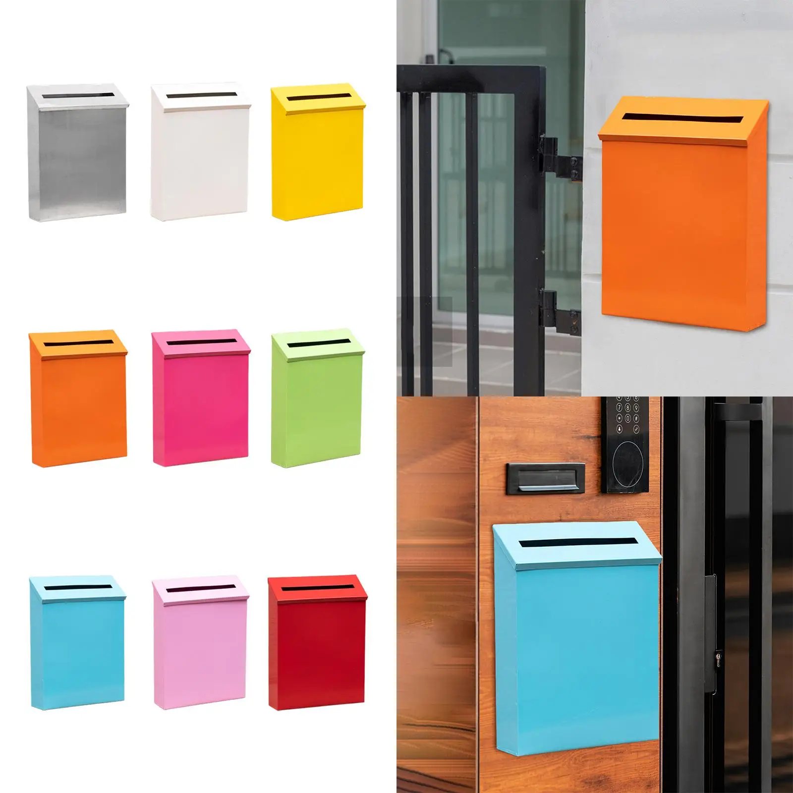 Wall Mounted Mailbox Top Loading Letter Box Modern Decorative Metal Postbox Drop Box for Outdoor Gate Door