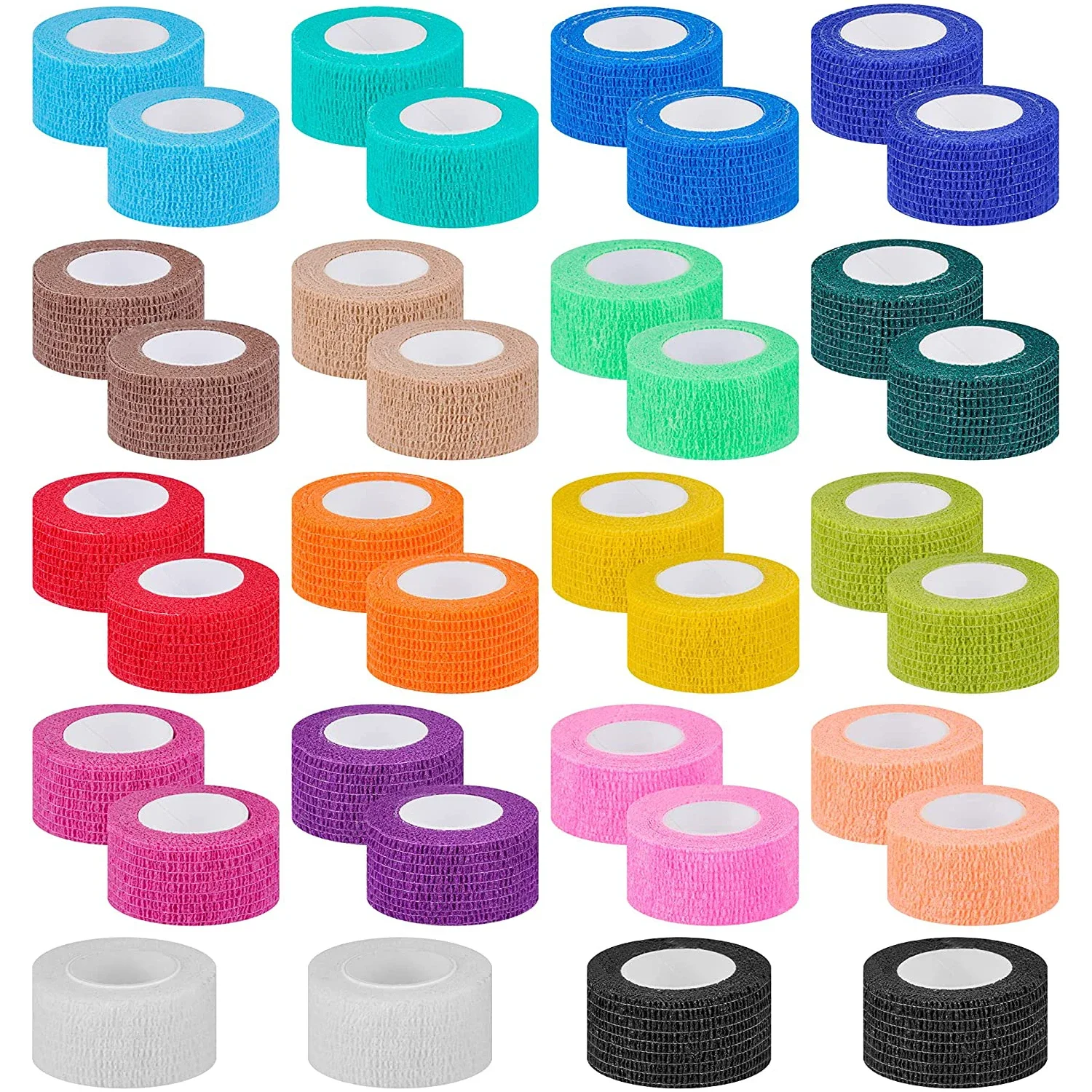 

20 Pack 1 inch x 5 Yards Bandage Wrap Self Adherent Wrap Breathable Self Adhesive Bandage Wrap Rolls Cohesive Bandage Athletic